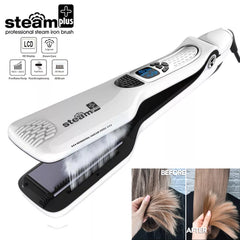 Professional Hair Straightener Heating Hot Hair Combs Dual Voltage Titanium Curling Iron Steam Flat Iron Hair Wide Plates Tools