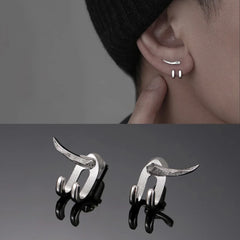 Vintage Fashion Geometric Charm Punk Earring for Men Detachable Claw Metal Stud Earring Prong Ear Punk Party Mens Jewelery Gifts