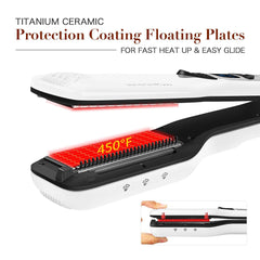 Professional Hair Straightener Heating Hot Hair Combs Dual Voltage Titanium Curling Iron Steam Flat Iron Hair Wide Plates Tools