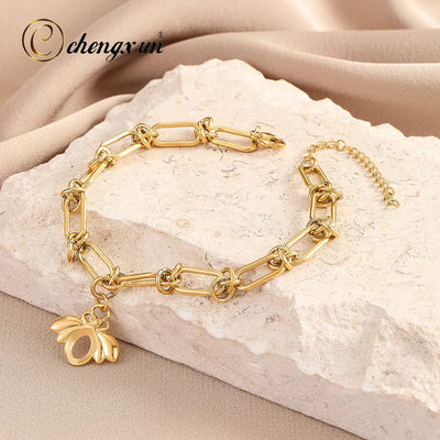 CHENGXUN Bee Insect Charm Bracelet Party Jewelry Accessories Gift Chunky Jewelery Chain Bracelet for Women Girls